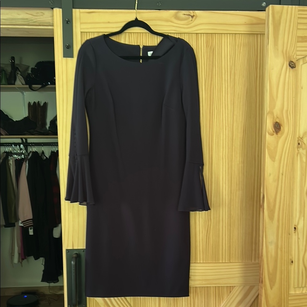 Calvin Klein Collection Purple Sheath Dress with Bell Sleeves